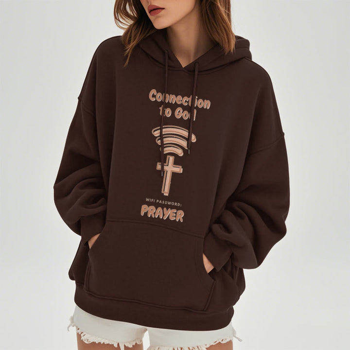 Modern Style Prayer Connection To God Fleece Lined Polyester Hoodie