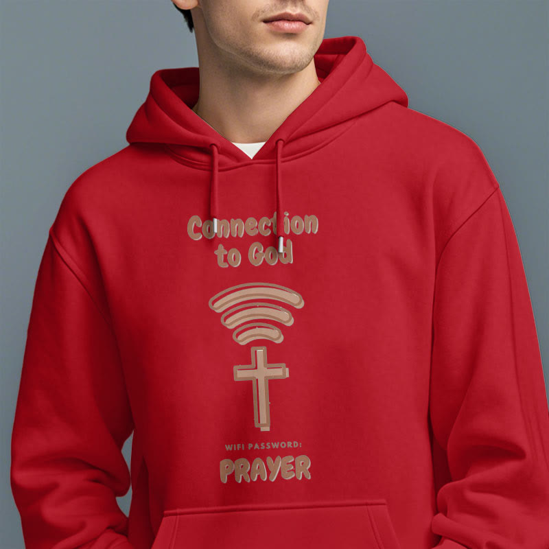 Modern Style Prayer Connection To God Fleece Lined Polyester Hoodie
