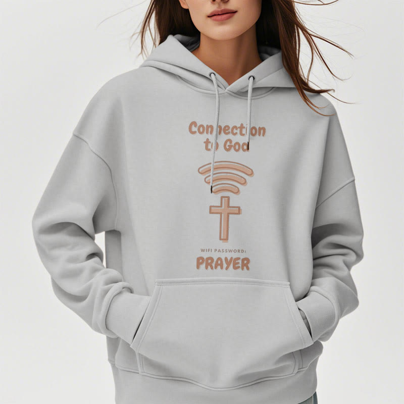 Modern Style Prayer Connection To God Fleece Lined Polyester Hoodie