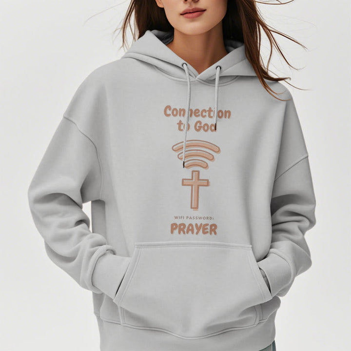 Modern Style Prayer Connection To God Fleece Lined Polyester Hoodie