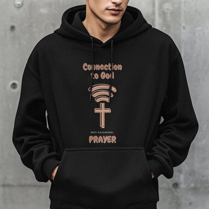 Modern Style Prayer Connection To God Fleece Lined Polyester Hoodie