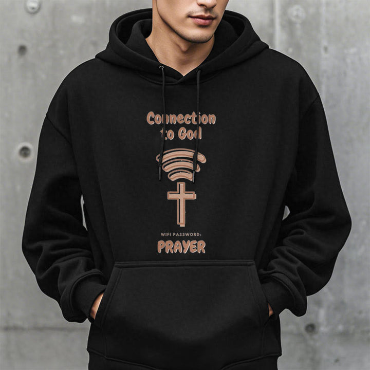 Modern Style Prayer Connection To God Fleece Lined Polyester Hoodie