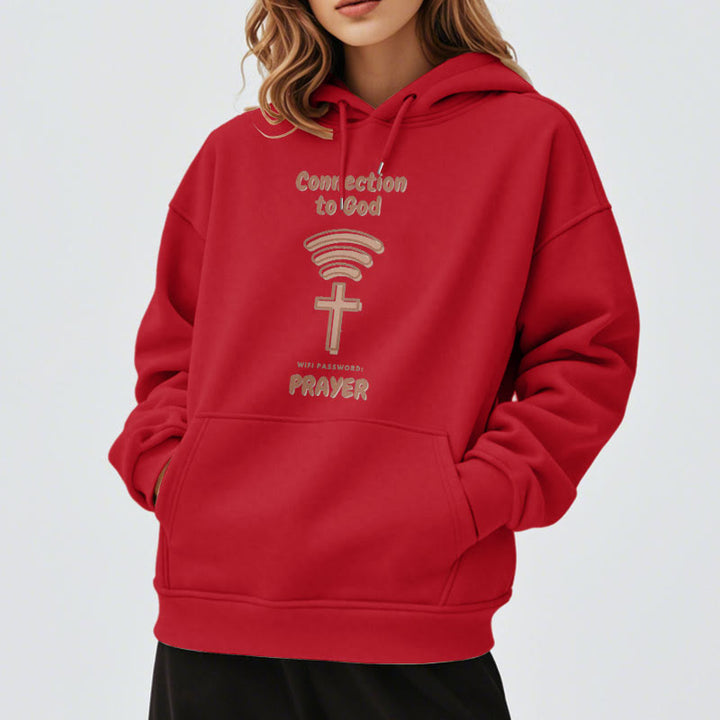 Modern Style Prayer Connection To God Fleece Lined Polyester Hoodie