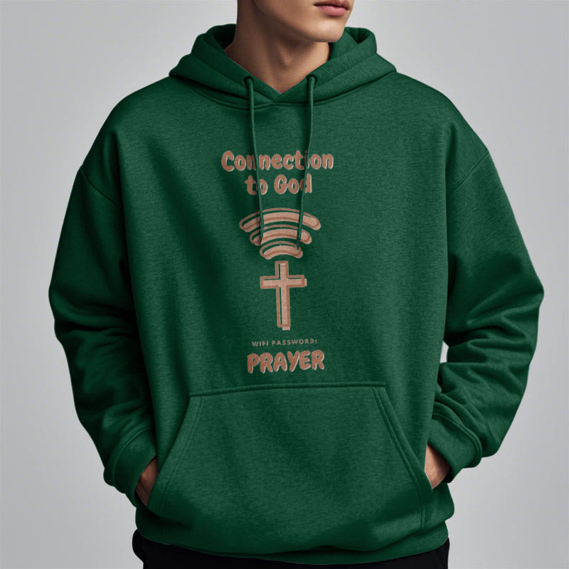 Modern Style Prayer Connection To God Fleece Lined Polyester Hoodie