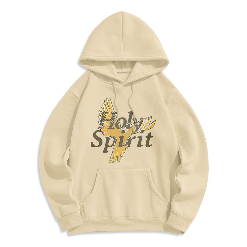 Classic Style Holy Spirit Flying Dove Fleece Lined Polyester Hoodie - Beige - 2XL - image 10