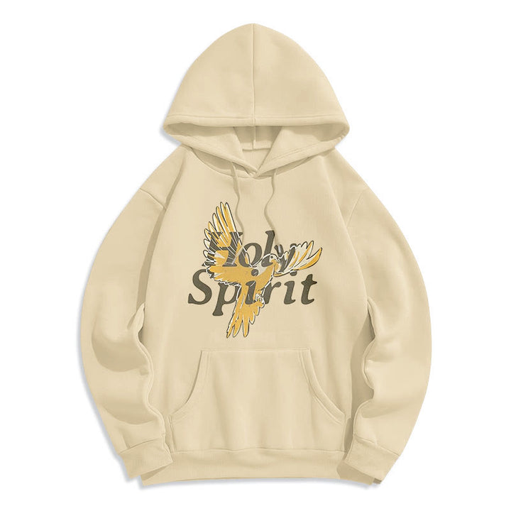 Classic Style Holy Spirit Flying Dove Fleece Lined Polyester Hoodie - Beige - 2XL - image 10
