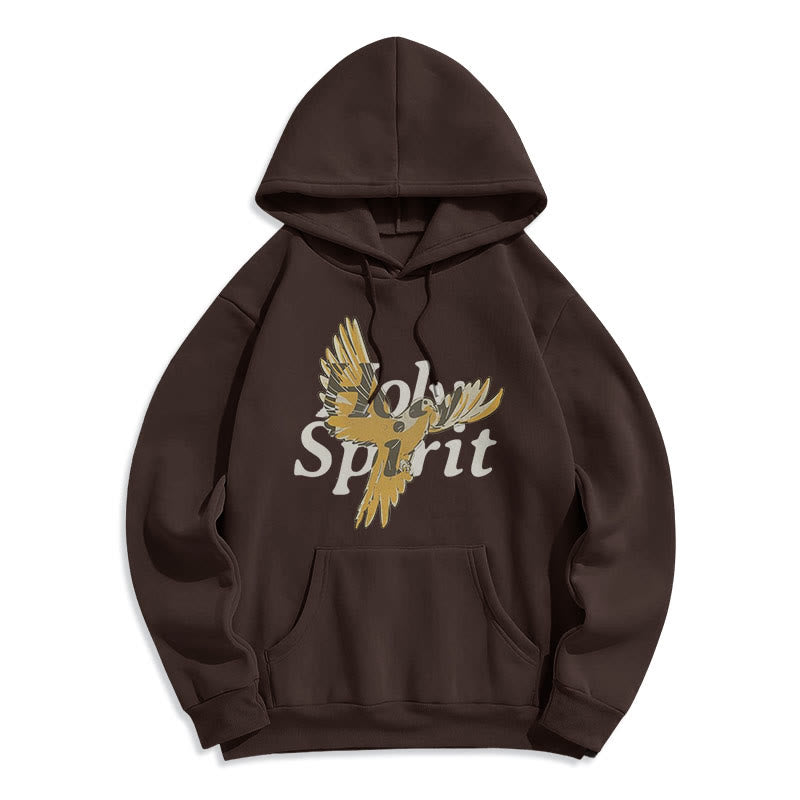 Classic Style Holy Spirit Flying Dove Fleece Lined Polyester Hoodie - Brown - 2XL - image 15