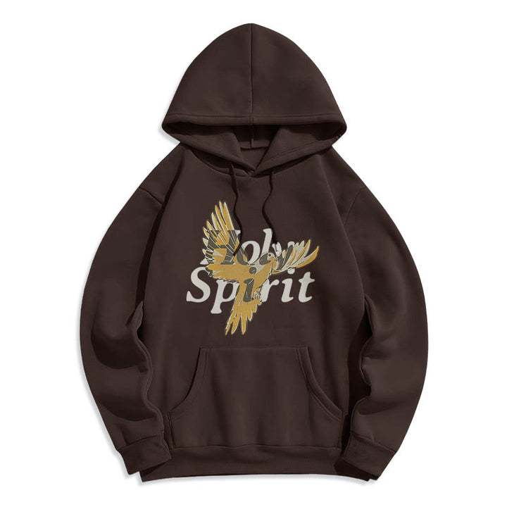 Classic Style Holy Spirit Flying Dove Fleece Lined Polyester Hoodie - Brown - 2XL - image 15