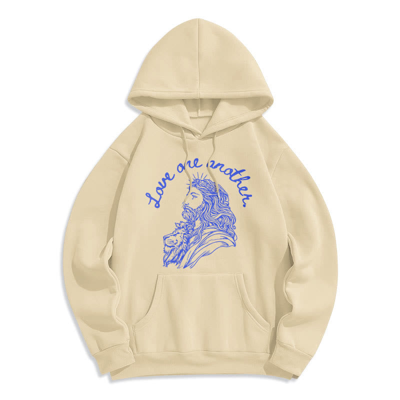 Christianartworkshop Classic Style Love One Another Jesus Fleece Lined Polyester Hoodie - Beige - 2XL - image 10