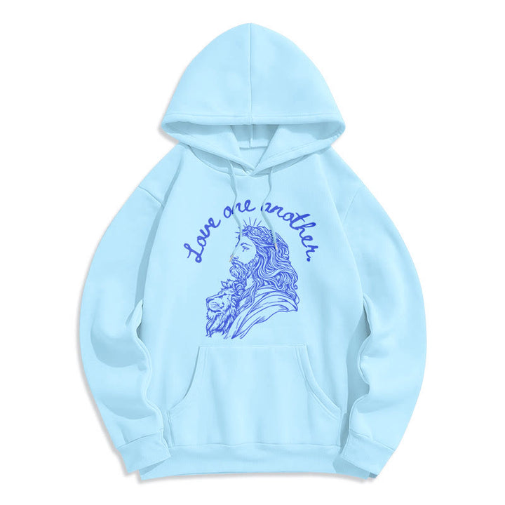 Christianartworkshop Classic Style Love One Another Jesus Fleece Lined Polyester Hoodie - Blue - 2XL - image 25