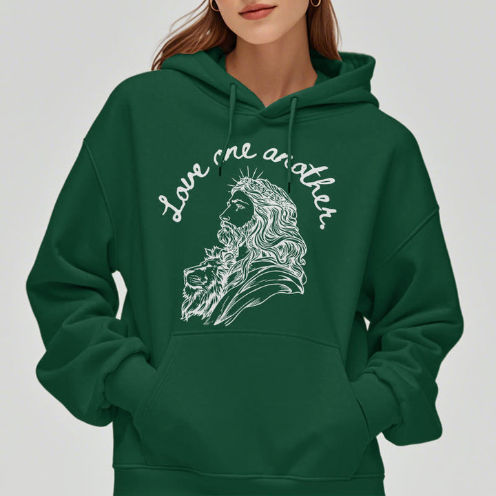 Christianartworkshop Classic Style Love One Another Jesus Fleece Lined Polyester Hoodie - image 22