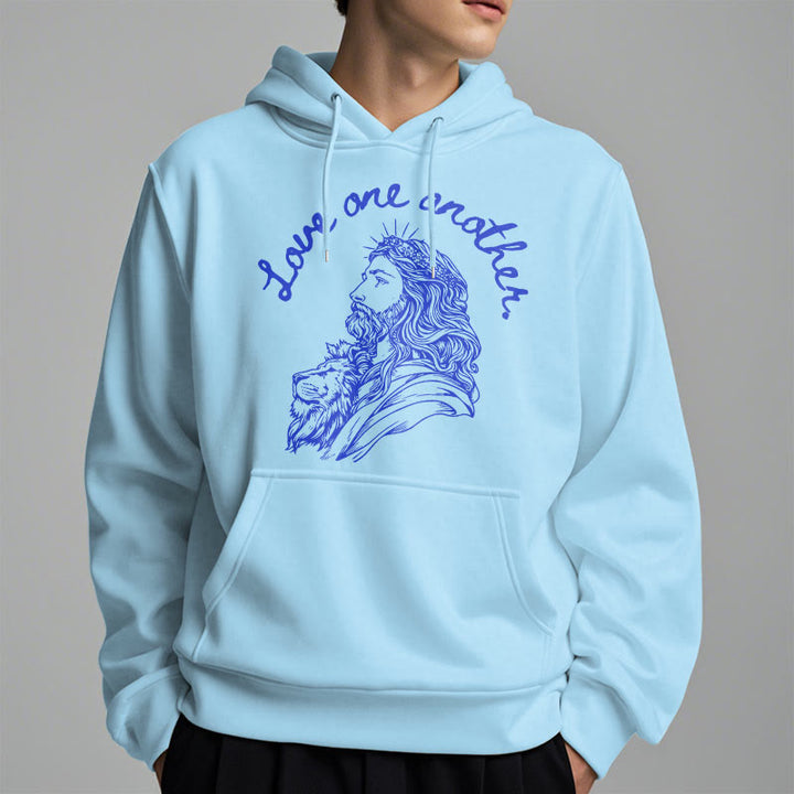 Christianartworkshop Classic Style Love One Another Jesus Fleece Lined Polyester Hoodie - image 27