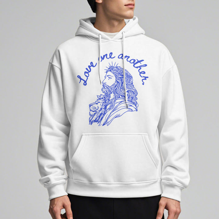 Christianartworkshop Classic Style Love One Another Jesus Fleece Lined Polyester Hoodie - image 1