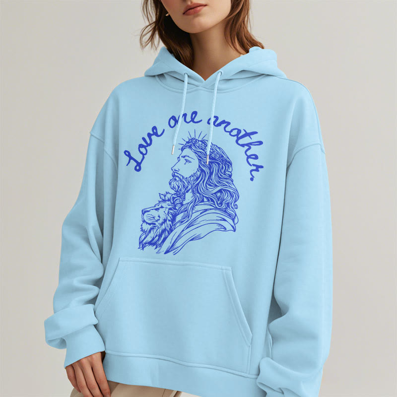 Christianartworkshop Classic Style Love One Another Jesus Fleece Lined Polyester Hoodie - image 28