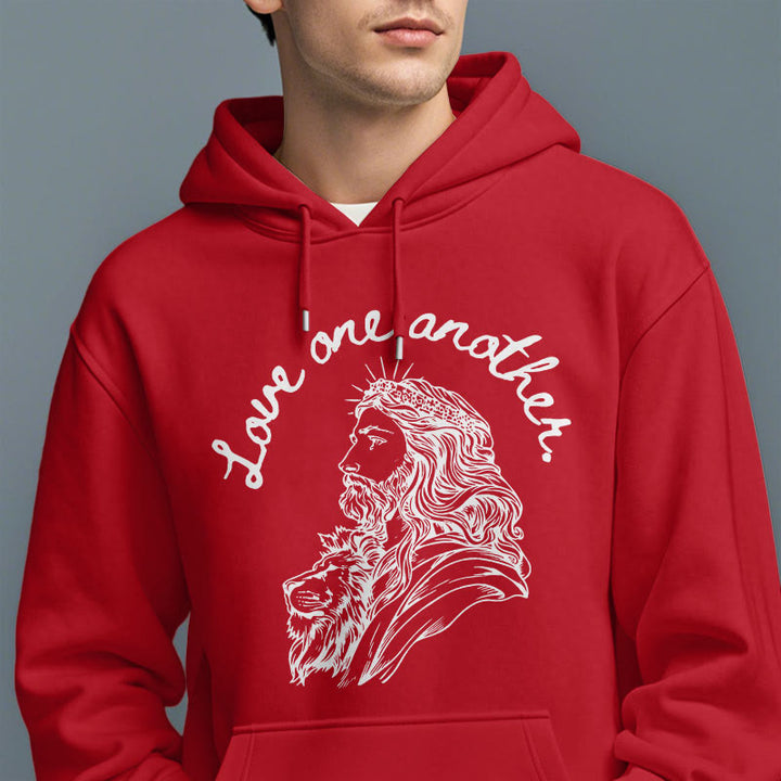Christianartworkshop Classic Style Love One Another Jesus Fleece Lined Polyester Hoodie - image 37
