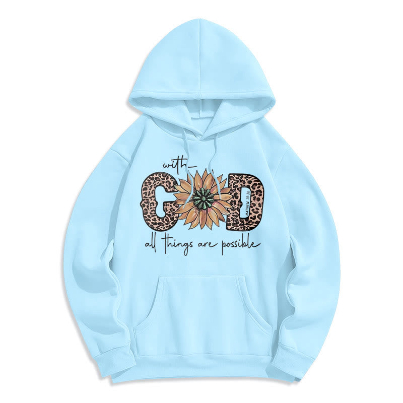 Quotation Style With God All Things Are Possible Fleece Lined Polyester Hoodie - Blue - 2XL - image 30