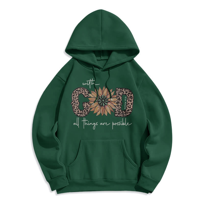 Quotation Style With God All Things Are Possible Fleece Lined Polyester Hoodie - Green - 2XL - image 25