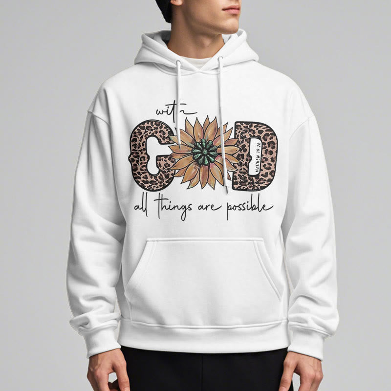 Quotation Style With God All Things Are Possible Fleece Lined Polyester Hoodie - image 7