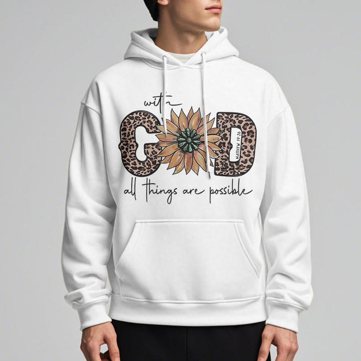 Quotation Style With God All Things Are Possible Fleece Lined Polyester Hoodie - image 7