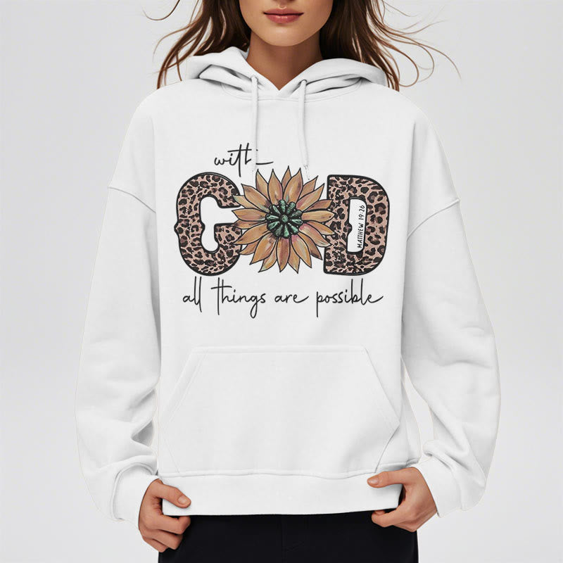 Quotation Style With God All Things Are Possible Fleece Lined Polyester Hoodie - image 8