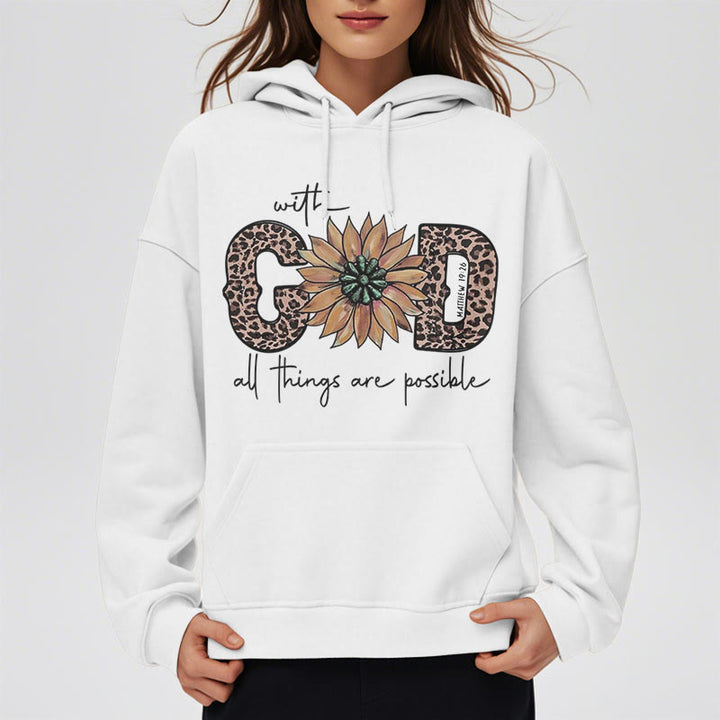 Quotation Style With God All Things Are Possible Fleece Lined Polyester Hoodie - image 8