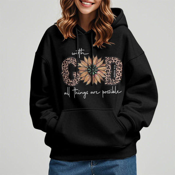 Quotation Style With God All Things Are Possible Fleece Lined Polyester Hoodie - image 12