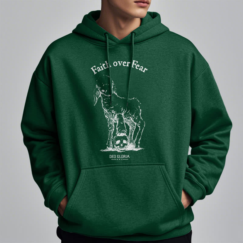Christianartworkshop Quotation Style Faith Over Fear Lamb Fleece Lined Polyester Hoodie - image 27