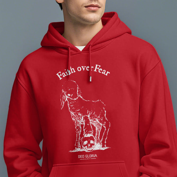 Christianartworkshop Quotation Style Faith Over Fear Lamb Fleece Lined Polyester Hoodie - image 38