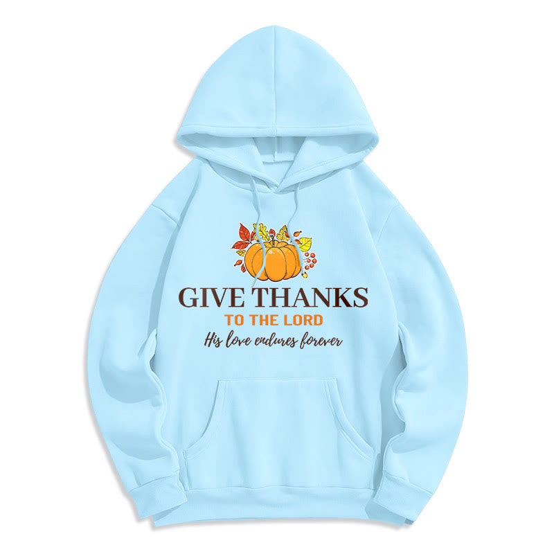 Christianartworkshop Modern Style Give Thanks to the Lord Pumpkin Fleece Lined Polyester Hoodie - Blue - 2XL - image 25