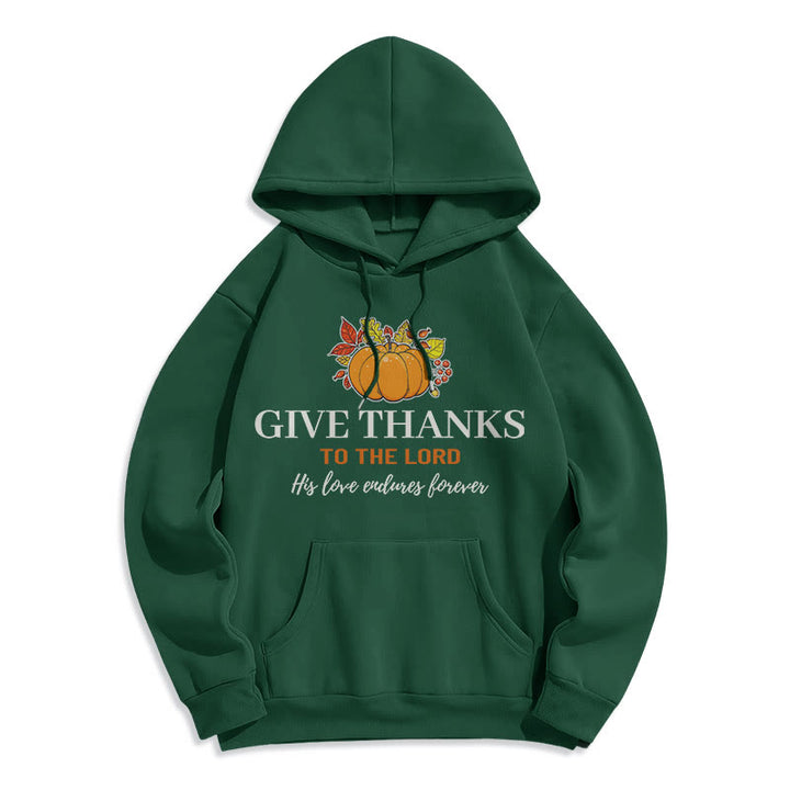 Christianartworkshop Modern Style Give Thanks to the Lord Pumpkin Fleece Lined Polyester Hoodie - Green - 2XL - image 20
