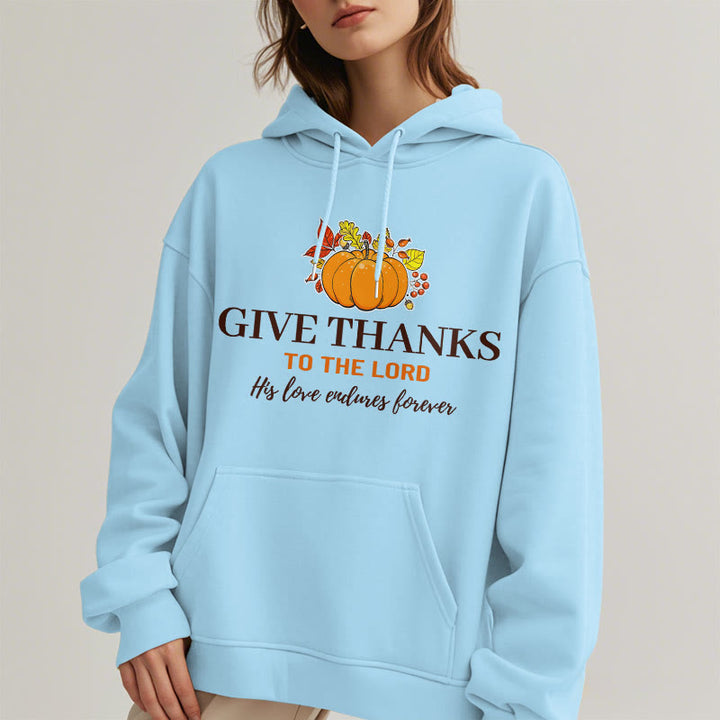 Christianartworkshop Modern Style Give Thanks to the Lord Pumpkin Fleece Lined Polyester Hoodie - image 28