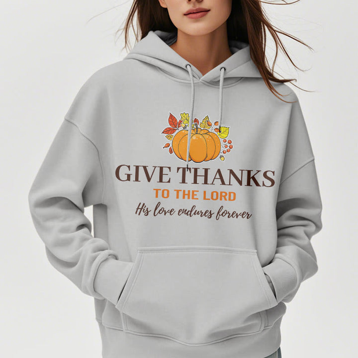 Christianartworkshop Modern Style Give Thanks to the Lord Pumpkin Fleece Lined Polyester Hoodie - image 33