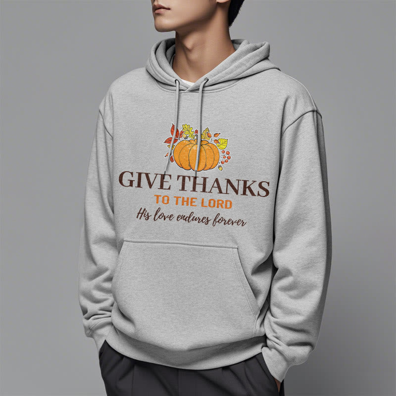 Christianartworkshop Modern Style Give Thanks to the Lord Pumpkin Fleece Lined Polyester Hoodie - image 32
