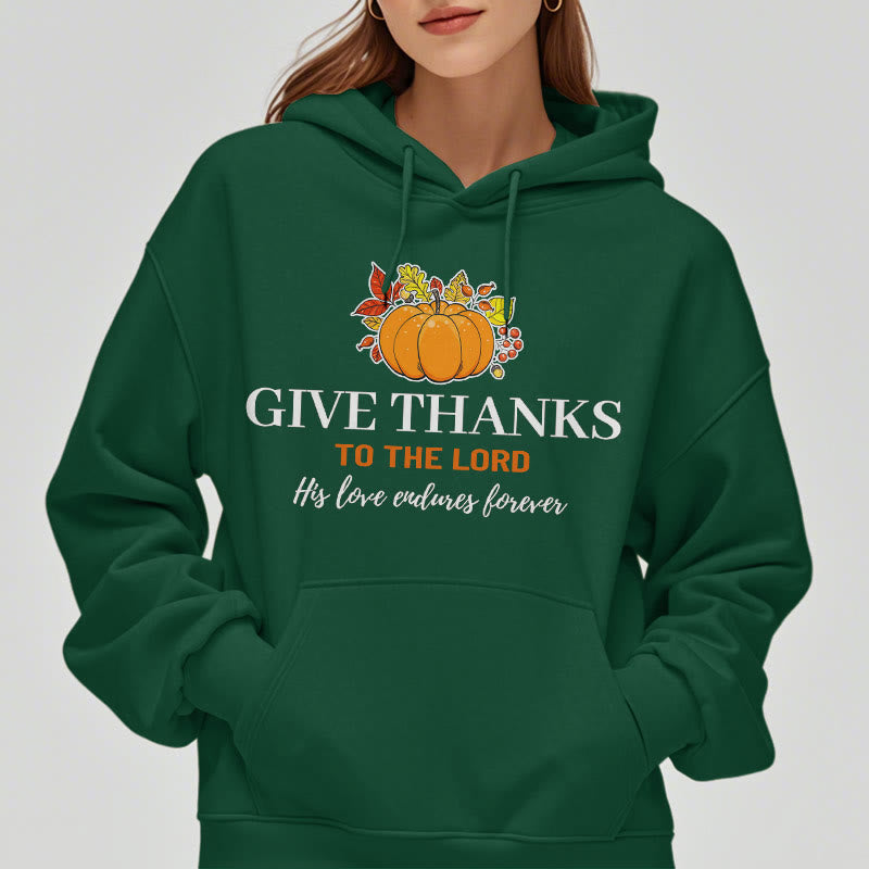 Christianartworkshop Modern Style Give Thanks to the Lord Pumpkin Fleece Lined Polyester Hoodie - image 22