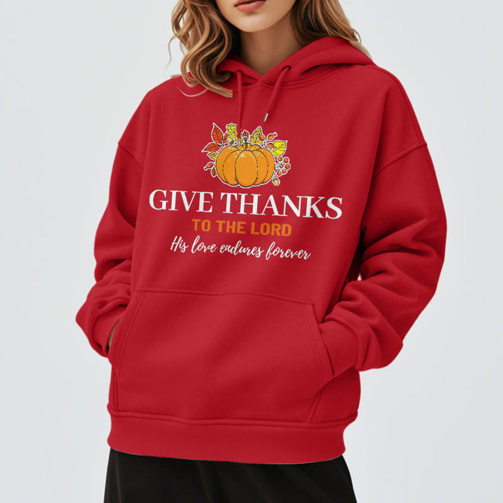 Christianartworkshop Modern Style Give Thanks to the Lord Pumpkin Fleece Lined Polyester Hoodie - image 37