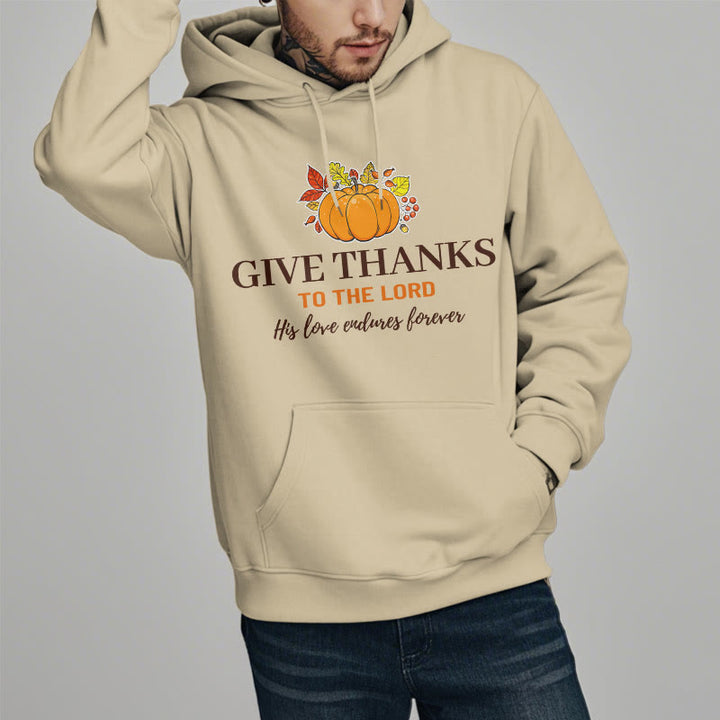 Christianartworkshop Modern Style Give Thanks to the Lord Pumpkin Fleece Lined Polyester Hoodie - image 17