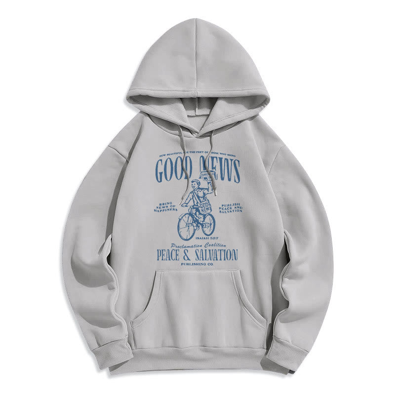 Christianartworkshop Quotation Style Good News Isaiah 52:7 Fleece Lined Polyester Hoodie - Grey - 2XL - image 30