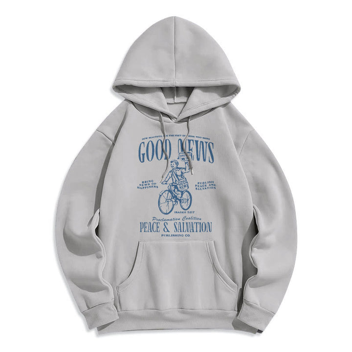 Christianartworkshop Quotation Style Good News Isaiah 52:7 Fleece Lined Polyester Hoodie - Grey - 2XL - image 30