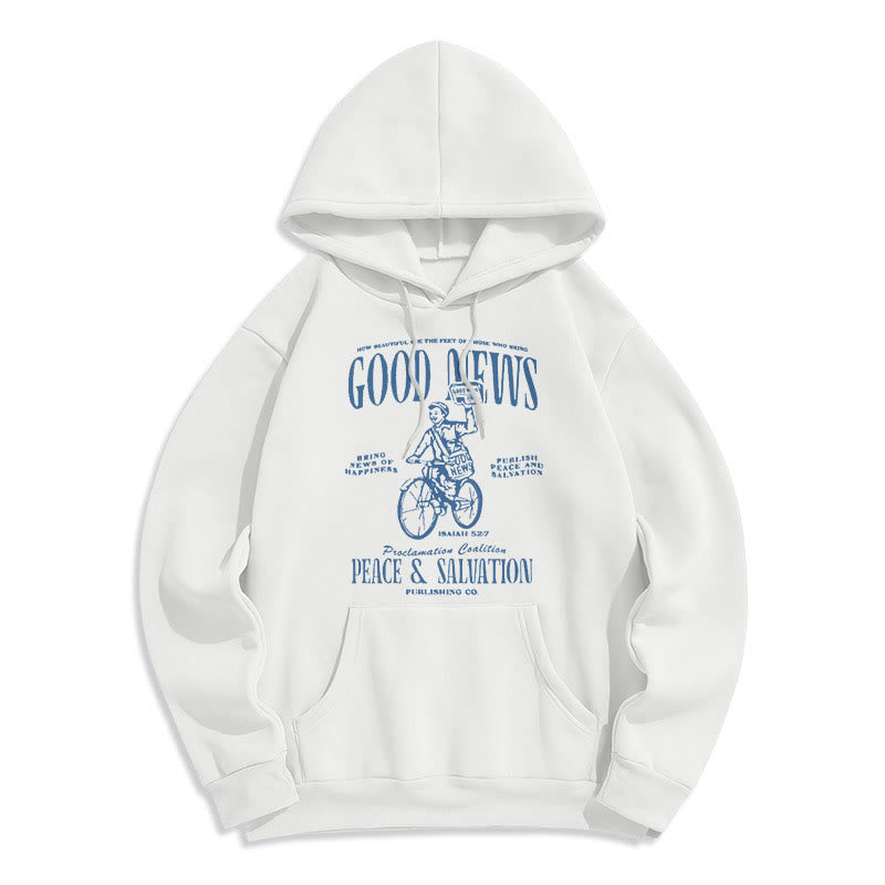 Christianartworkshop Quotation Style Good News Isaiah 52:7 Fleece Lined Polyester Hoodie - White - 2XL - image 0