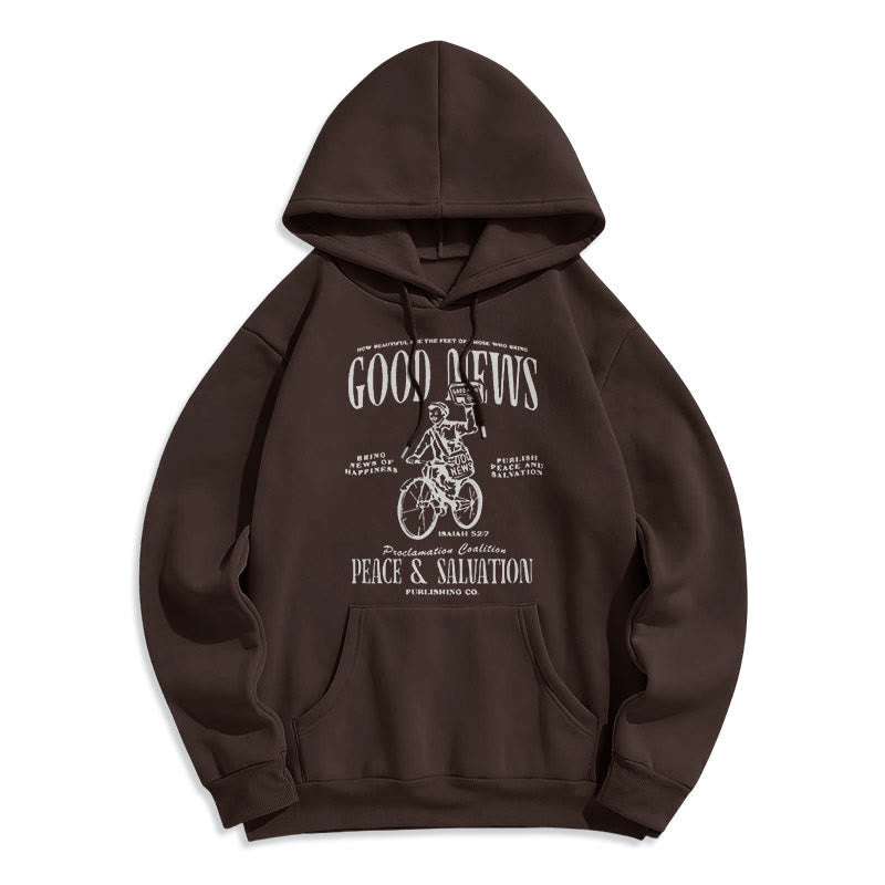 Christianartworkshop Quotation Style Good News Isaiah 52:7 Fleece Lined Polyester Hoodie - Brown - 2XL - image 15