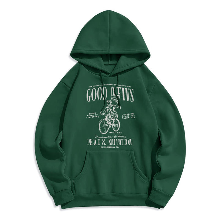 Christianartworkshop Quotation Style Good News Isaiah 52:7 Fleece Lined Polyester Hoodie - Green - 2XL - image 20
