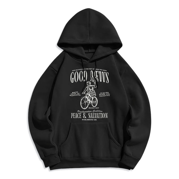 Christianartworkshop Quotation Style Good News Isaiah 52:7 Fleece Lined Polyester Hoodie - Black - 2XL - image 5