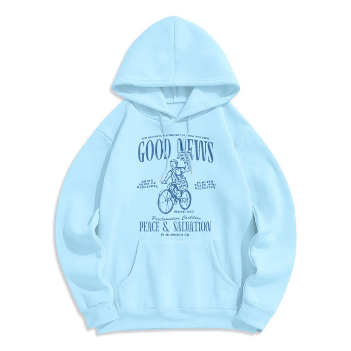 Christianartworkshop Quotation Style Good News Isaiah 52:7 Fleece Lined Polyester Hoodie - Blue - 2XL - image 25