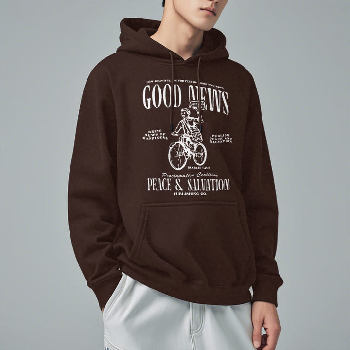 Christianartworkshop Quotation Style Good News Isaiah 52:7 Fleece Lined Polyester Hoodie - image 18