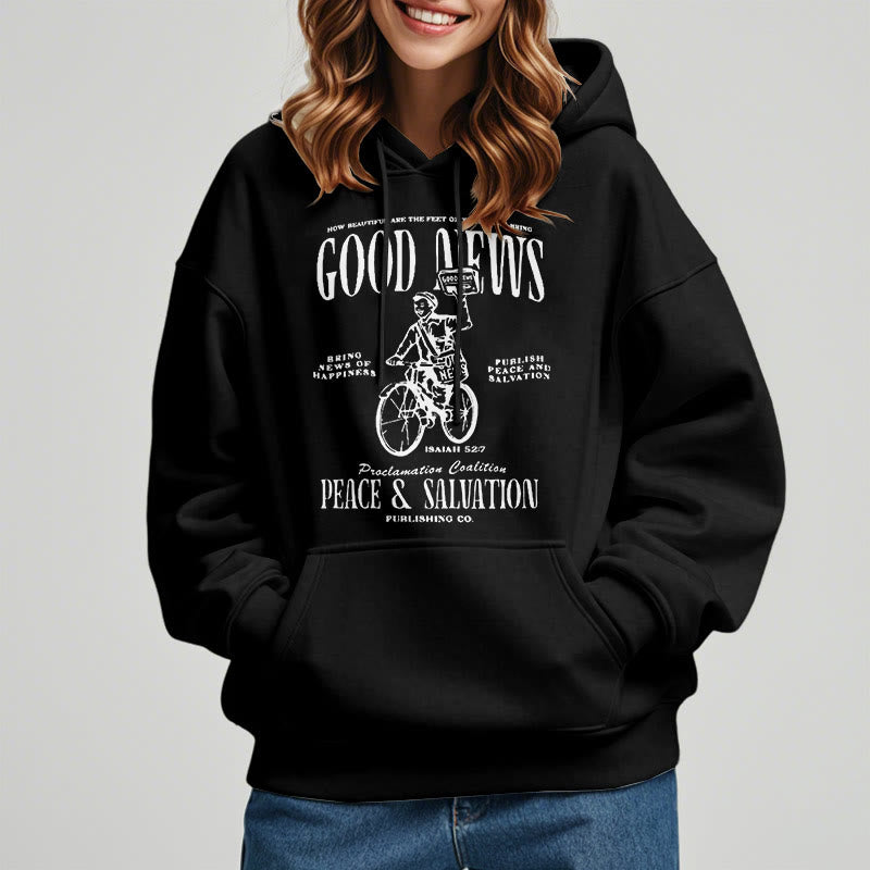 Christianartworkshop Quotation Style Good News Isaiah 52:7 Fleece Lined Polyester Hoodie - image 7
