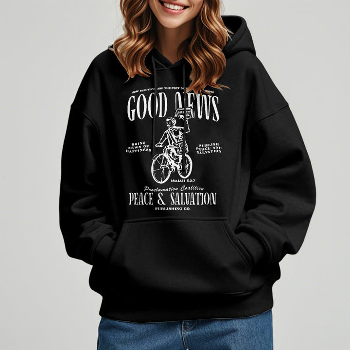 Christianartworkshop Quotation Style Good News Isaiah 52:7 Fleece Lined Polyester Hoodie - image 7