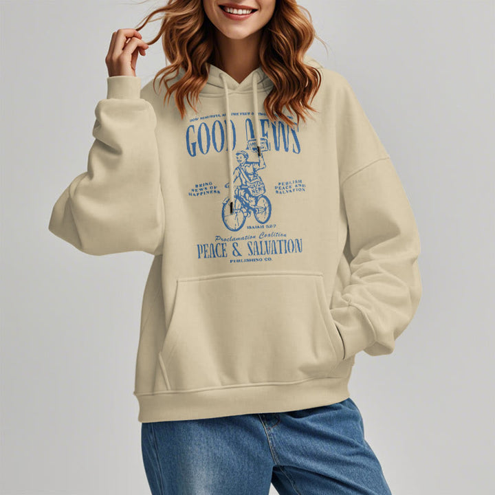 Christianartworkshop Quotation Style Good News Isaiah 52:7 Fleece Lined Polyester Hoodie - image 12