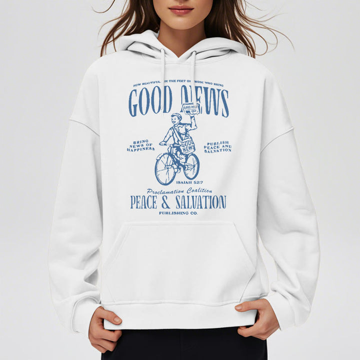 Christianartworkshop Quotation Style Good News Isaiah 52:7 Fleece Lined Polyester Hoodie - image 1