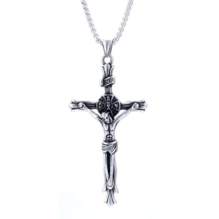 Classic Style INRI Plaque Crucifix Cross Jesus Sacred Faith Necklace