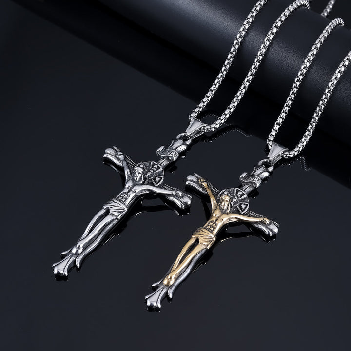 Classic Style INRI Plaque Crucifix Cross Jesus Sacred Faith Necklace